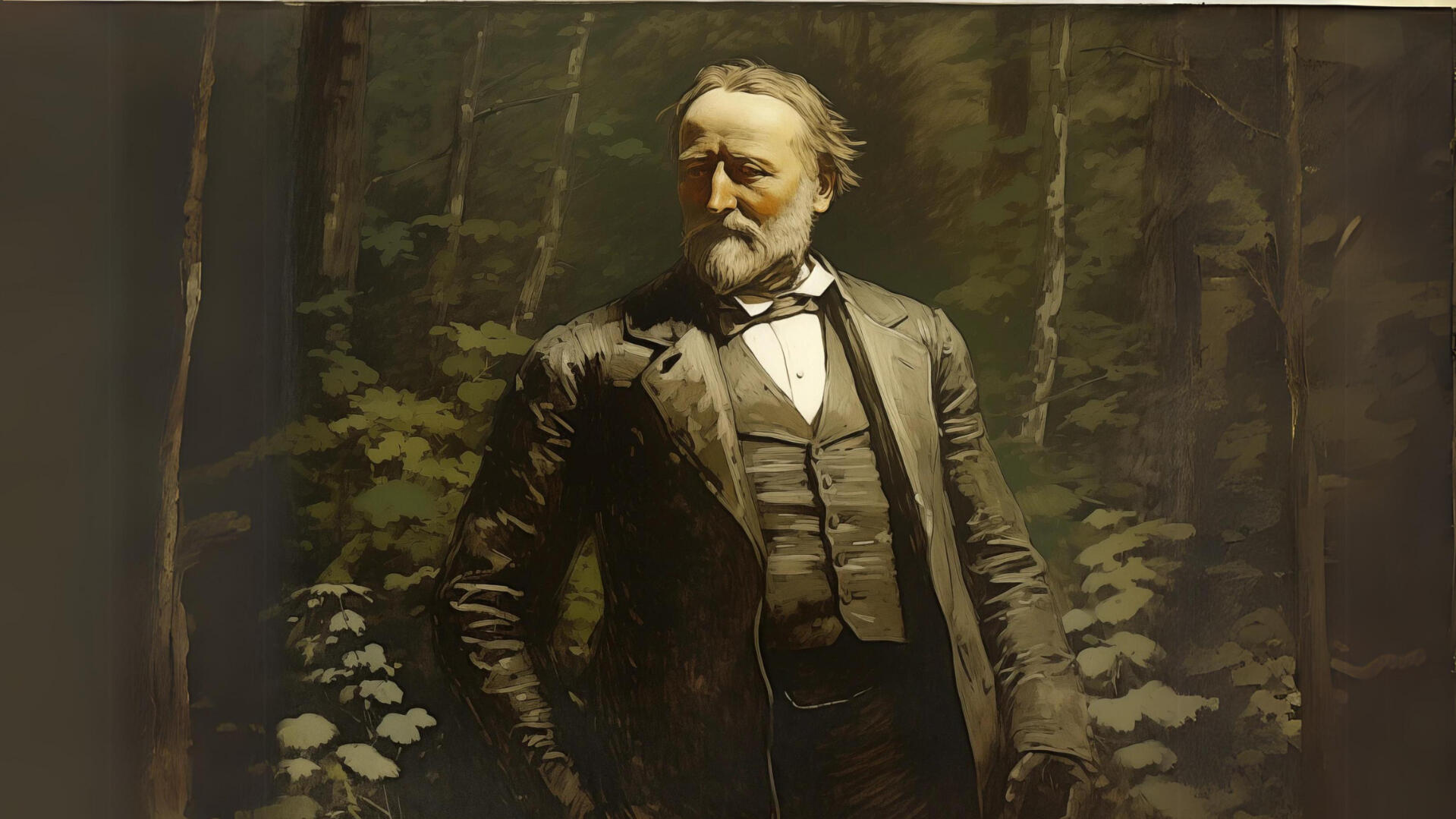 Der Dichter Willibald Alexis steht im Wald